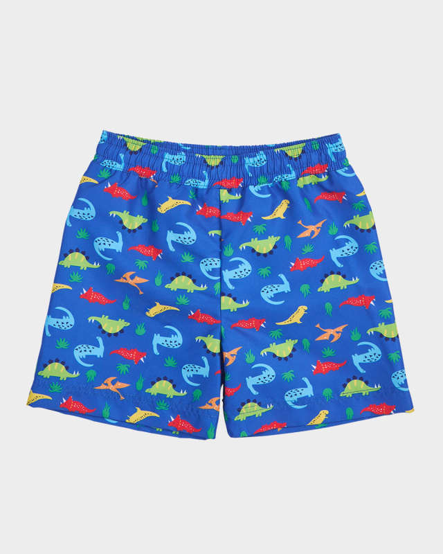 Boy's Dino-Print Swim Shorts, Size 6M-24